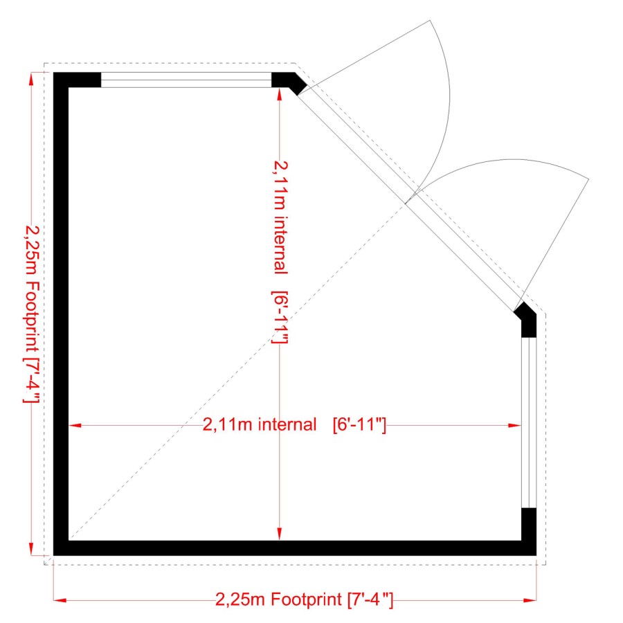 Shire Large Corner Shed with Double Doors 8 x 8ft
