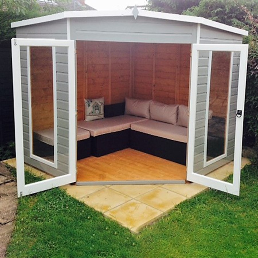 Shire Barclay Corner Summerhouse with Double Doors - 7 x 7ft