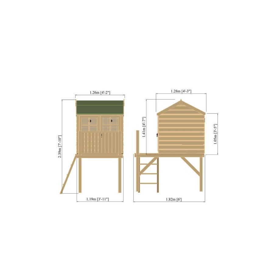 Kids Outdoor Wooden Playhouse with Ladder - Shire