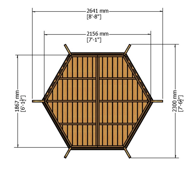 Shire Hexagonal Pressure Treated Garden Arbour 6 x 7ft