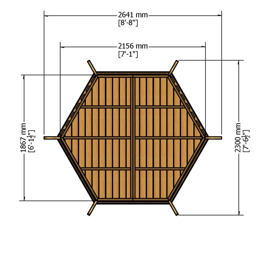 Shire Hexagonal Pressure Treated Garden Arbour 6 x 7ft