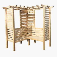 Wooden Corner Garden Arbour with Bench - 6ft x 6ft - Shire