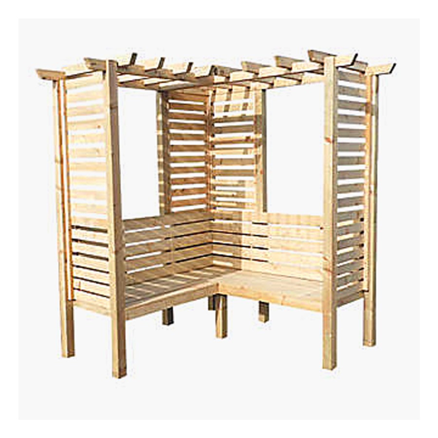 Wooden Corner Garden Arbour with Bench - 6ft x 6ft - Shire