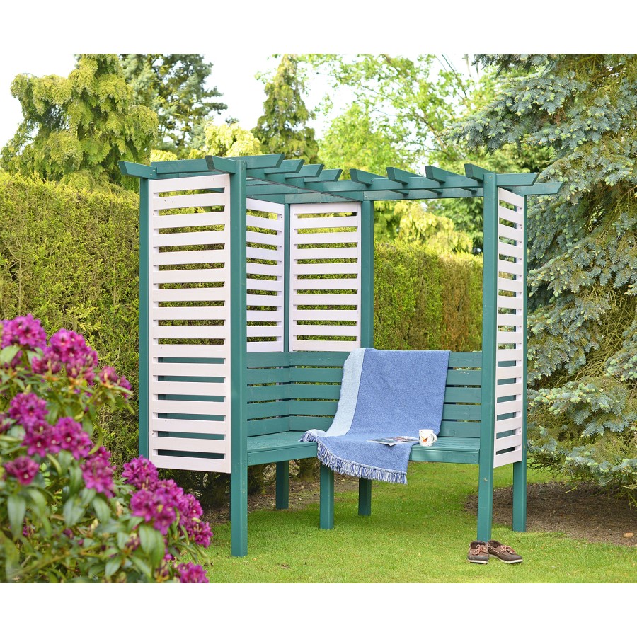 Wooden Corner Garden Arbour with Bench - 6ft x 6ft - Shire