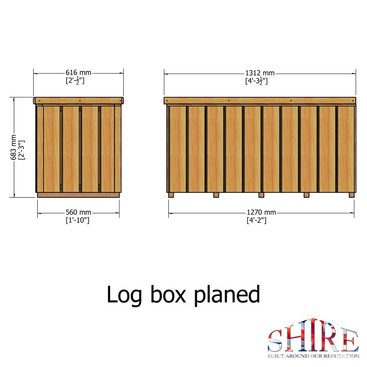 Shire Pressure Treated Planed Log Storage Box - 4 x 2ft