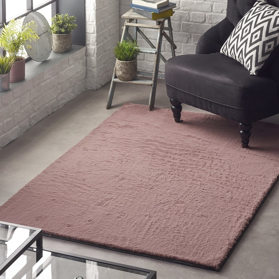 Ripley Lustrous Faux Fur Rug Mink Pink - 170x120cm