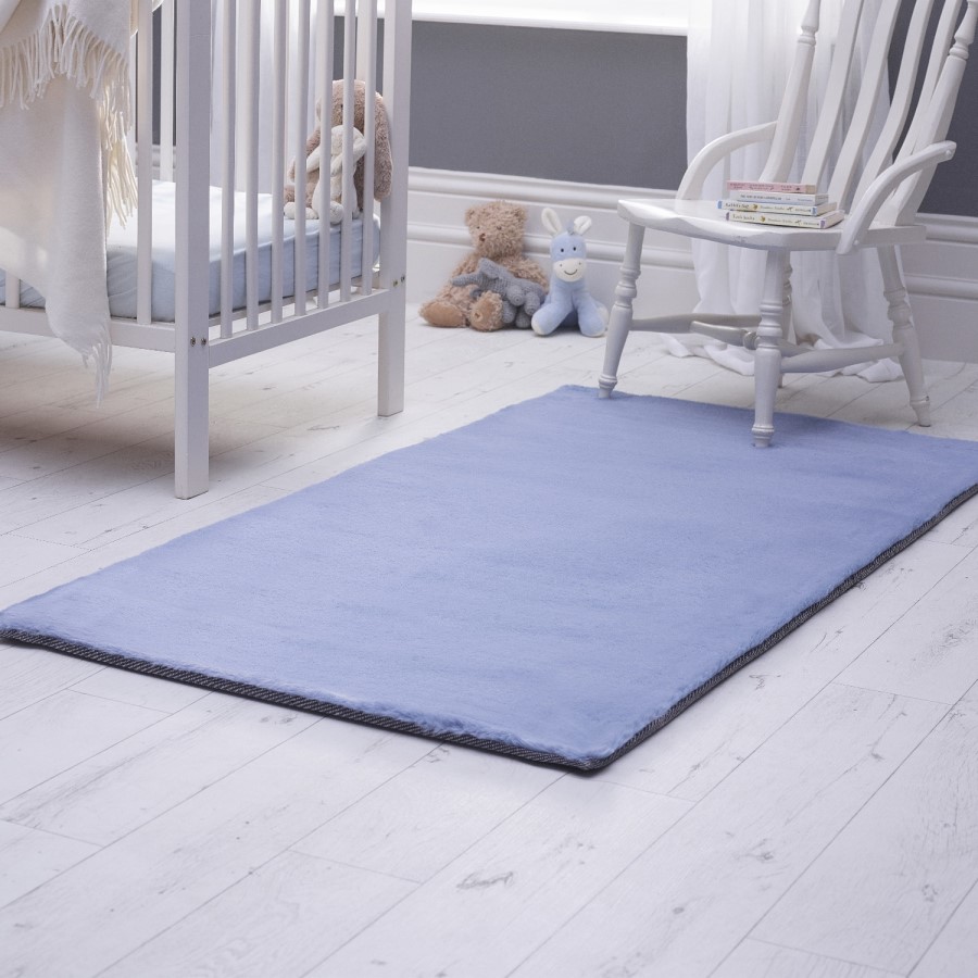 Ripley Lustrous Faux Fur Rug Pale Blue - 170x120cm