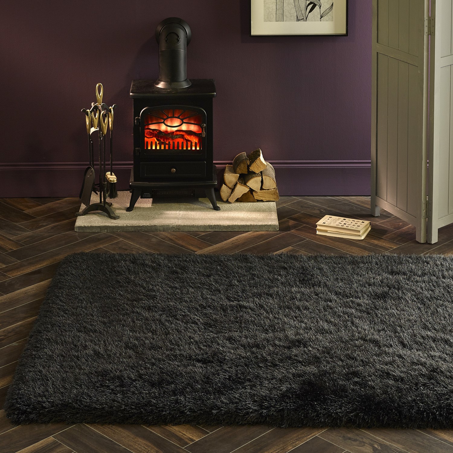 Read more about Ripley extravagance shaggy charcoal grey rug 230x160cm