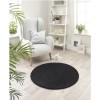 Ripley Shaggy Stain Resistant Round Black Rug - 100x100cm