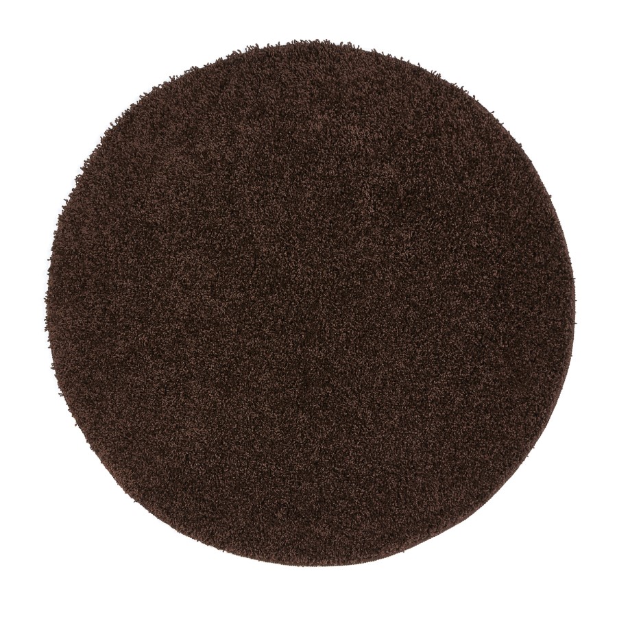 Ripley Shaggy Stain Resistant Round Chocolate Brown Rug - 100x100cm