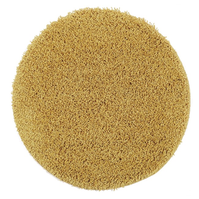 Ripley Shaggy Stain Resistant Round Ochre Yellow Rug - 100x100cm