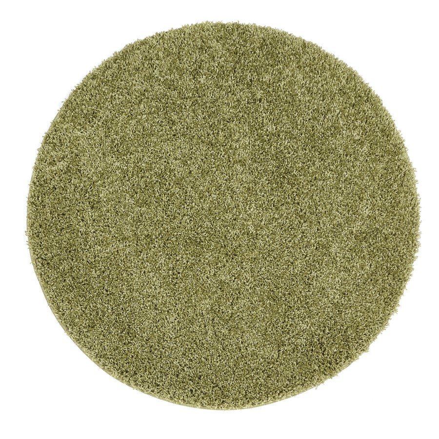 Ripley Shaggy Stain Resistant Round Olive Green Rug - 100x100cm