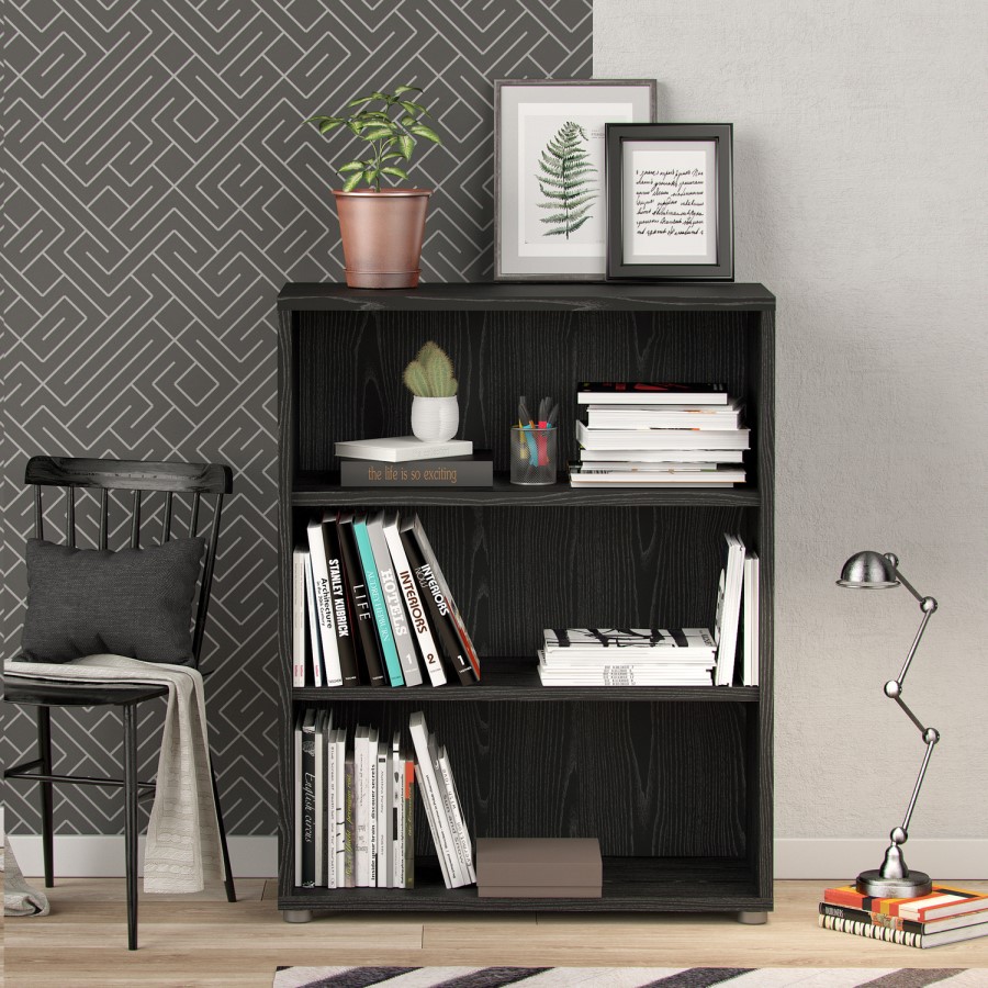 Prima 2 Shelf Bookcase in Black woodgrain