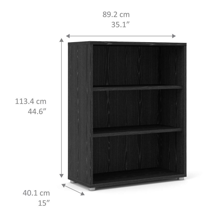 Prima 2 Shelf Bookcase in Black woodgrain