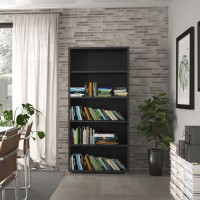 Prima 4 Shelf Bookcase in Black woodgrain