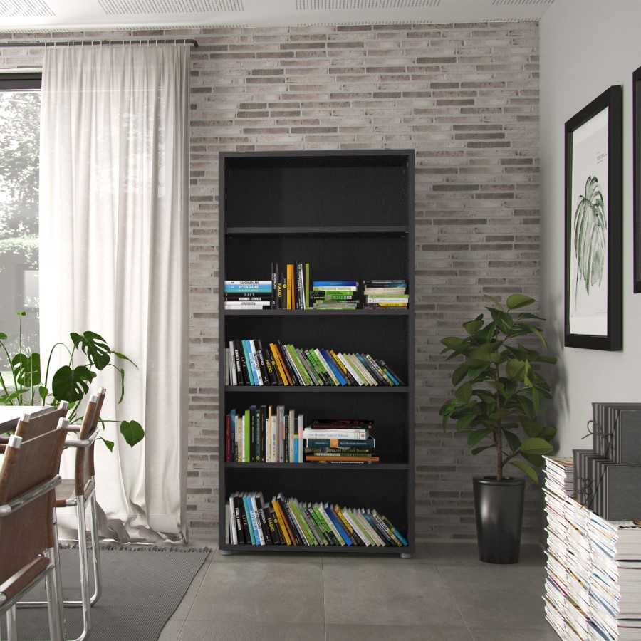 Prima 4 Shelf Bookcase in Black woodgrain