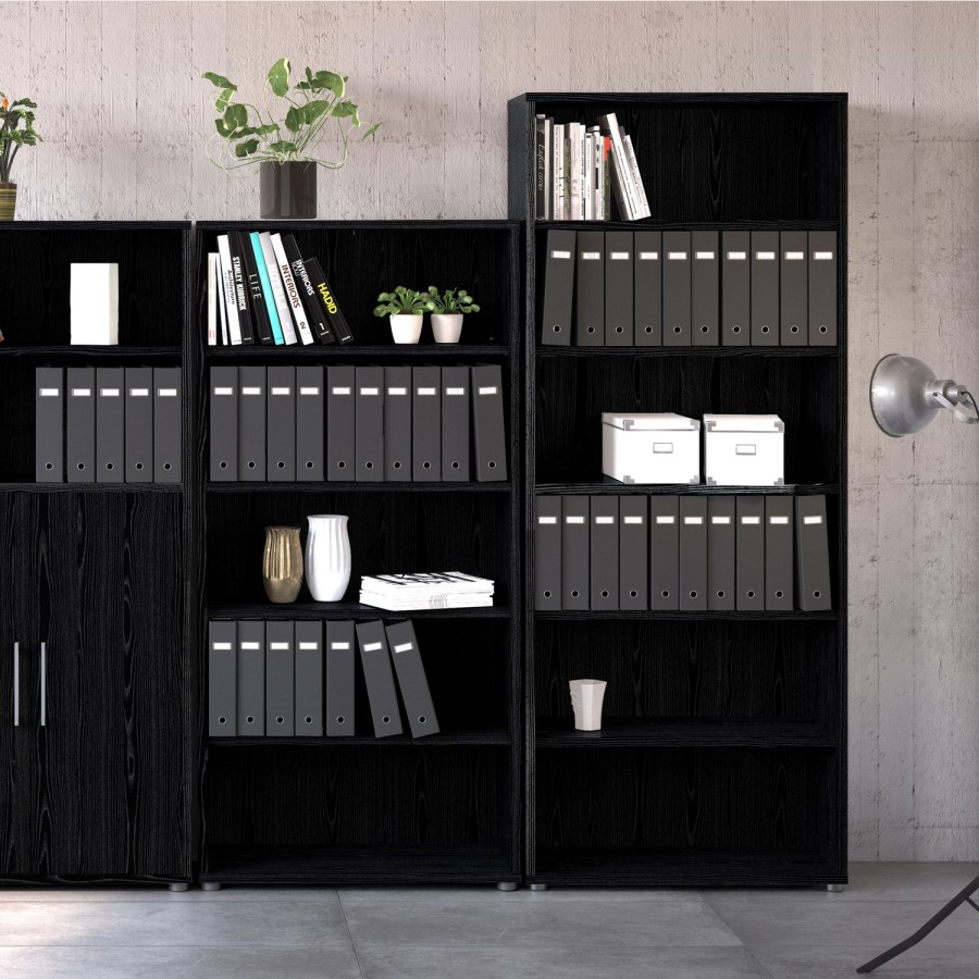 Prima 4 Shelf Bookcase in Black woodgrain