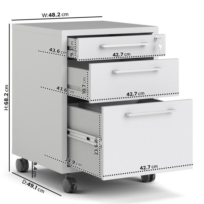 Prima Mobile file cabinet in White