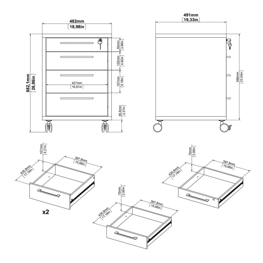 Prima Mobile file cabinet in Black woodgrain