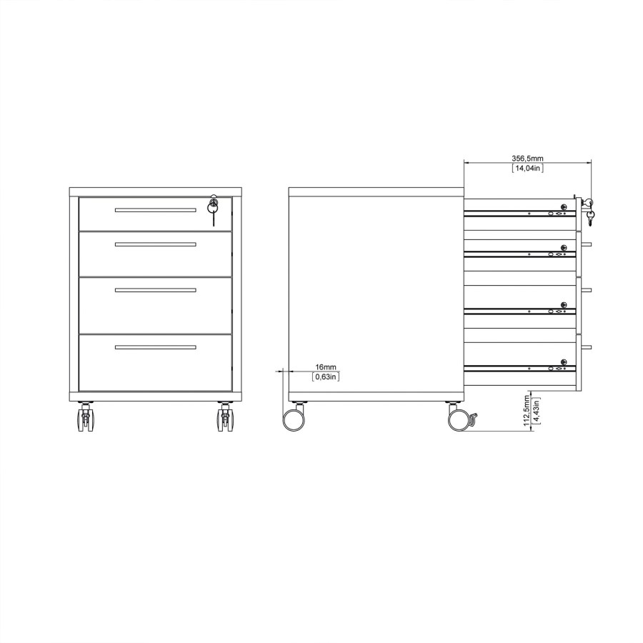 Prima Mobile file cabinet in Black woodgrain