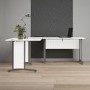 Prima Desk 120 cm in White with Silver grey steel legs