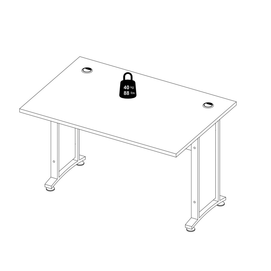 Prima Desk 120 cm in White with Silver grey steel legs