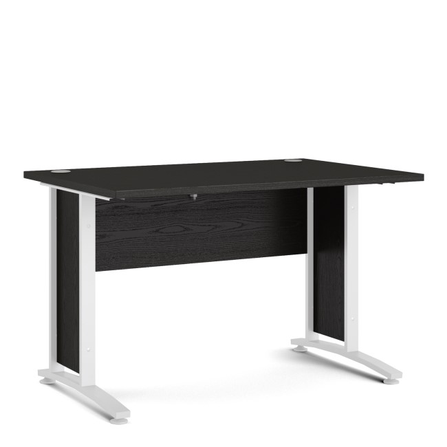 Prima Desk 120 cm in Black woodgrain with White legs