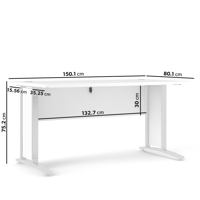 Large White Wooden Desk - Prima 