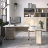 Prima Desk 150 cm in Oak with Silver grey steel legs