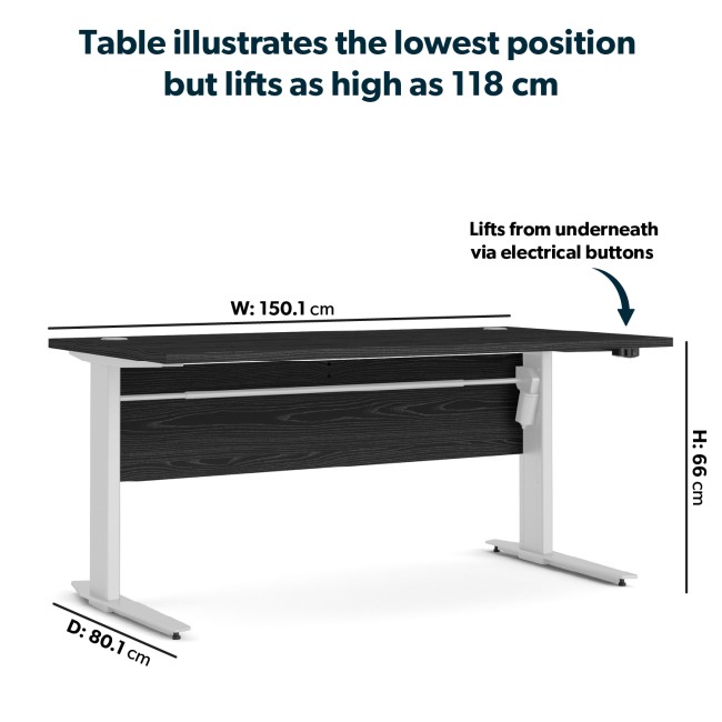 Black Wood Standing Desk with Electric Control - Prima