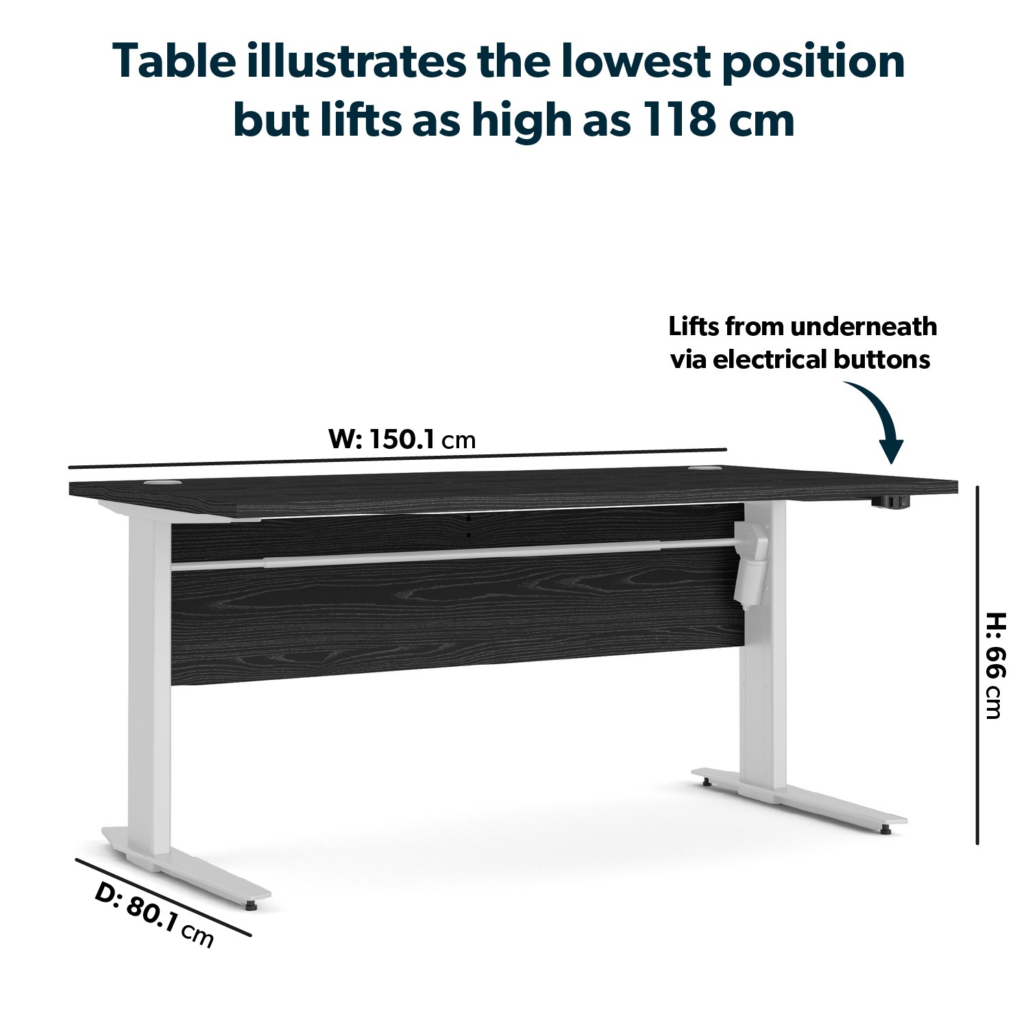 Read more about Black woodgrain and white height adjustable desk with electric control prima