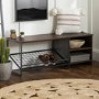 Foster Industrial Entry Bench with Shoe Storage in Dark Walnut