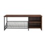 Foster Industrial Entry Bench with Shoe Storage in Dark Walnut