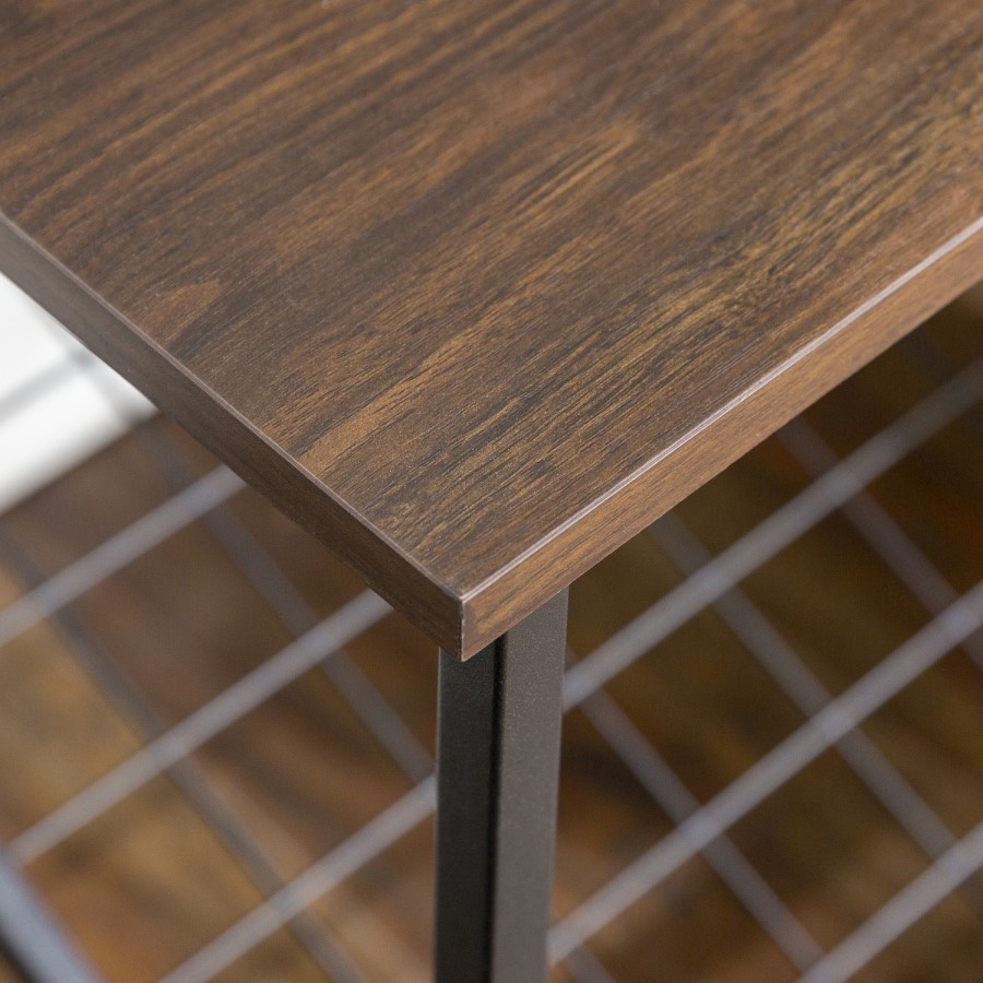 Foster Industrial Entry Bench with Shoe Storage in Dark Walnut