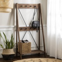 Foster Solid Wood Angled Hall Tree in Brown