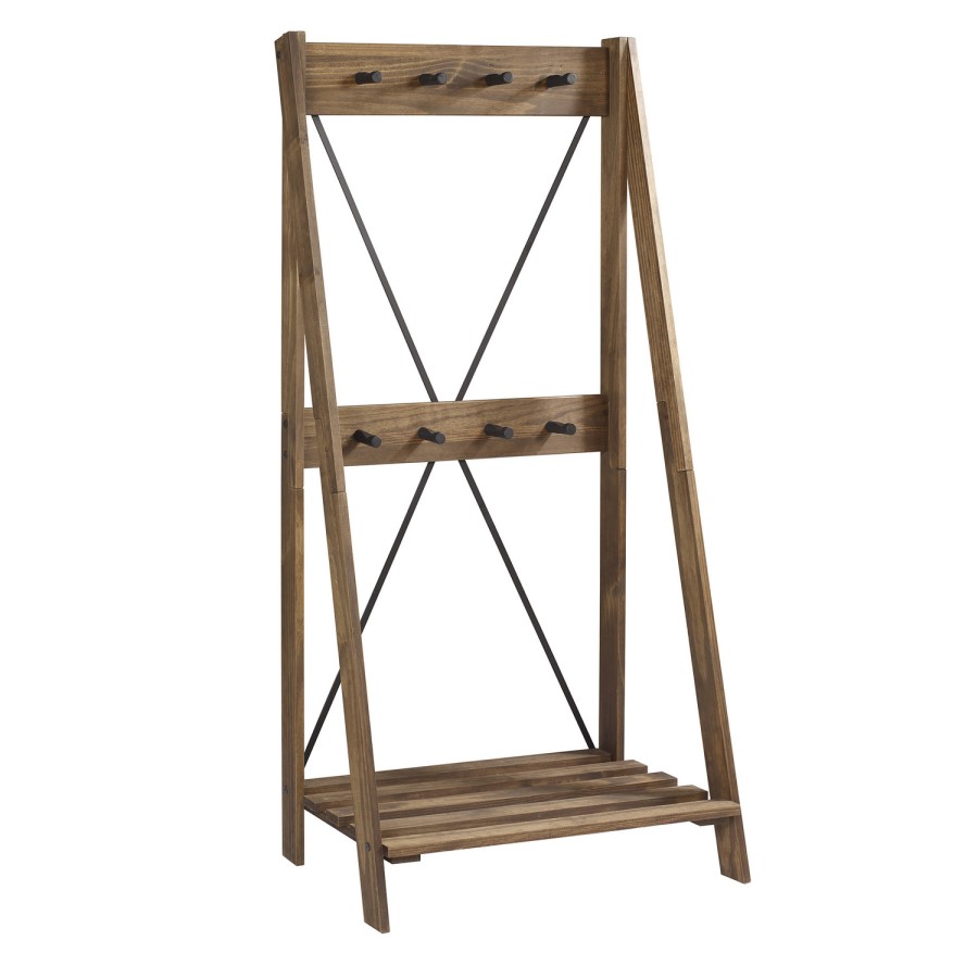 Foster Solid Wood Angled Hall Tree in Brown