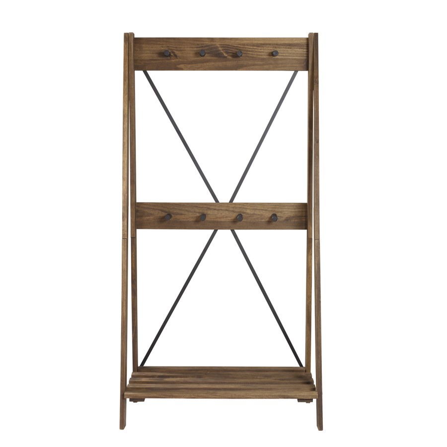 Foster Solid Wood Angled Hall Tree in Brown