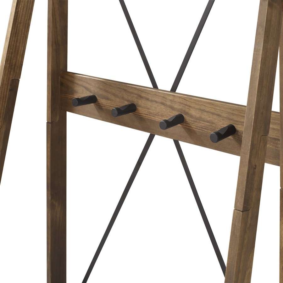 Foster Solid Wood Angled Hall Tree in Brown