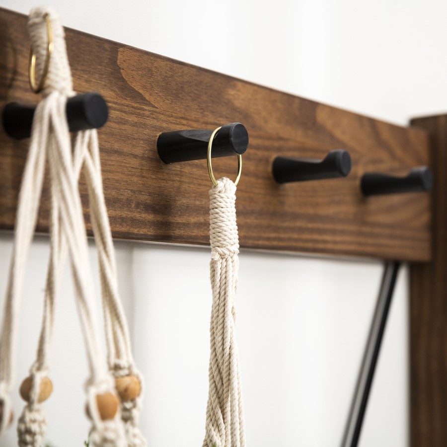 Foster Solid Wood Angled Hall Tree in Brown