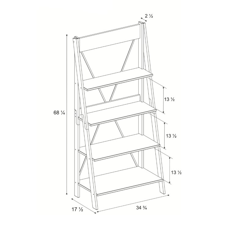 Foster Solid Wood Ladder Bookshelf in Brown