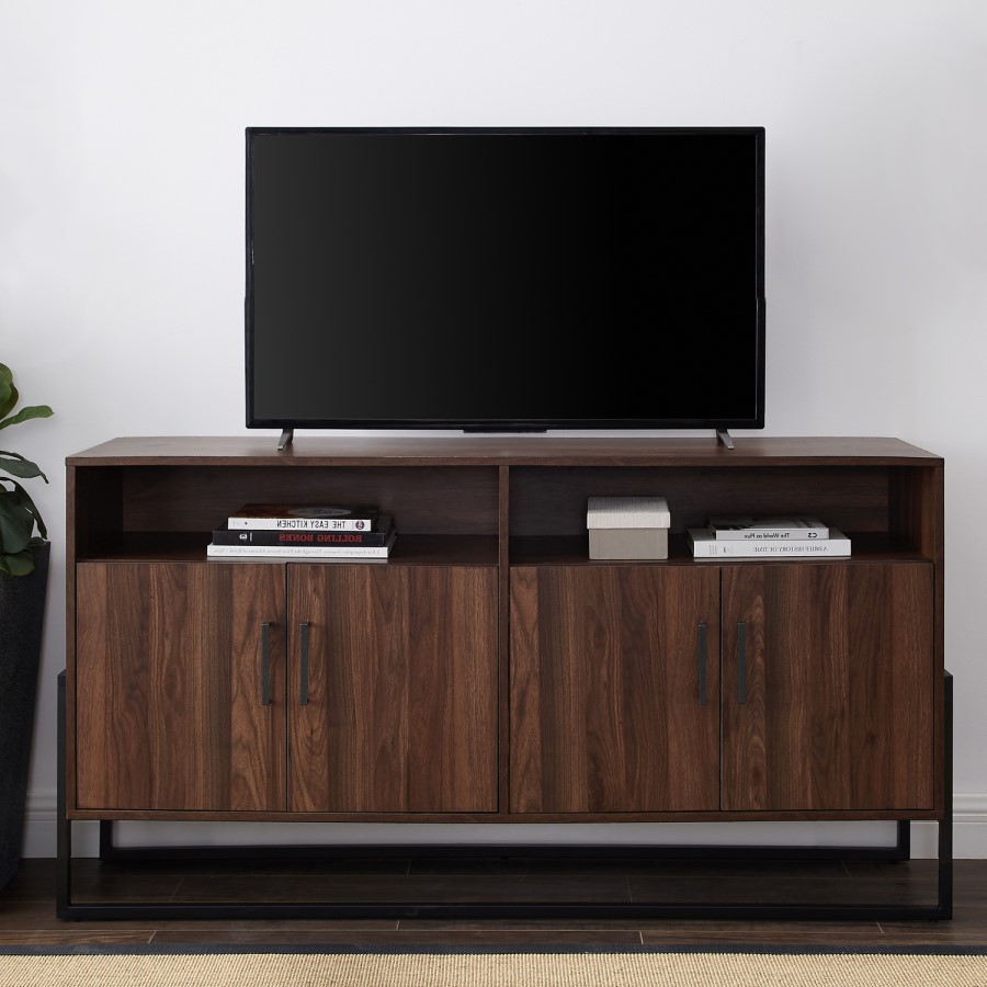 Foster Modern Farmhouse TV Stand in Dark Walnut