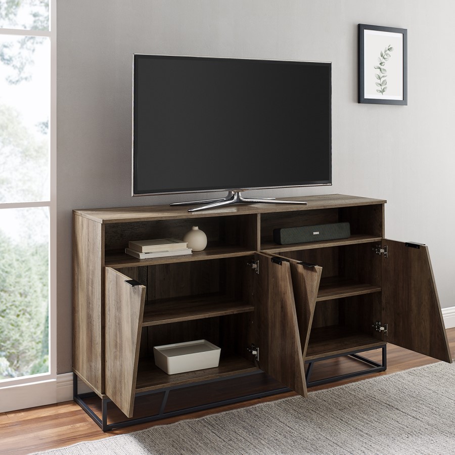 Foster Asymmetrical Sideboard TV Stand in Rustic Oak