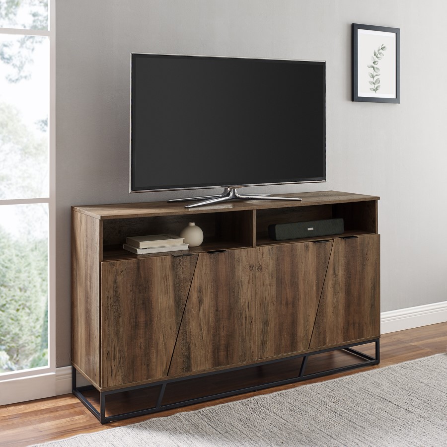 Foster Asymmetrical Sideboard TV Stand in Rustic Oak