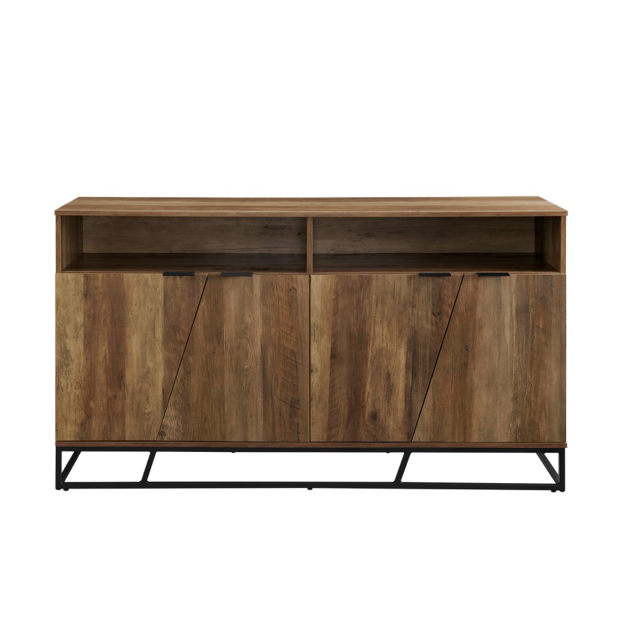Foster Asymmetrical Sideboard TV Stand in Rustic Oak