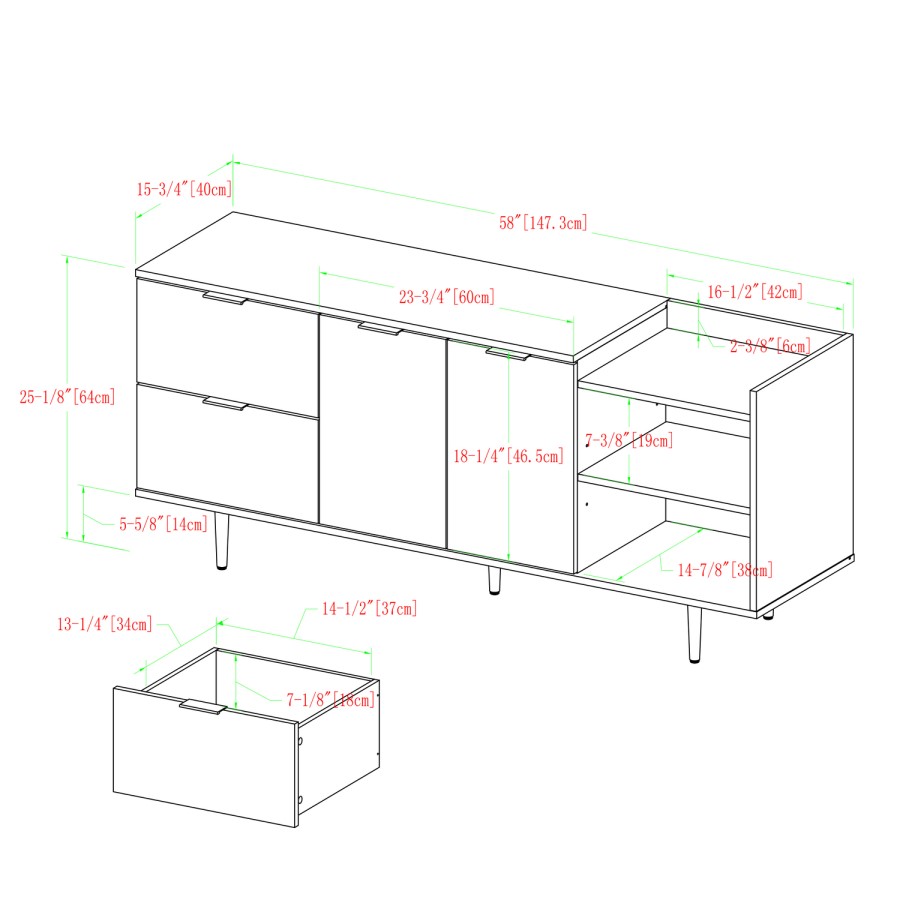 Foster 58" Modern Storage TV Stand - Slate Grey