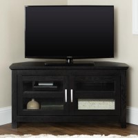 GRADE A1 - Black Wood Corner TV Stand with Storage - TVs up to 50" - Foster