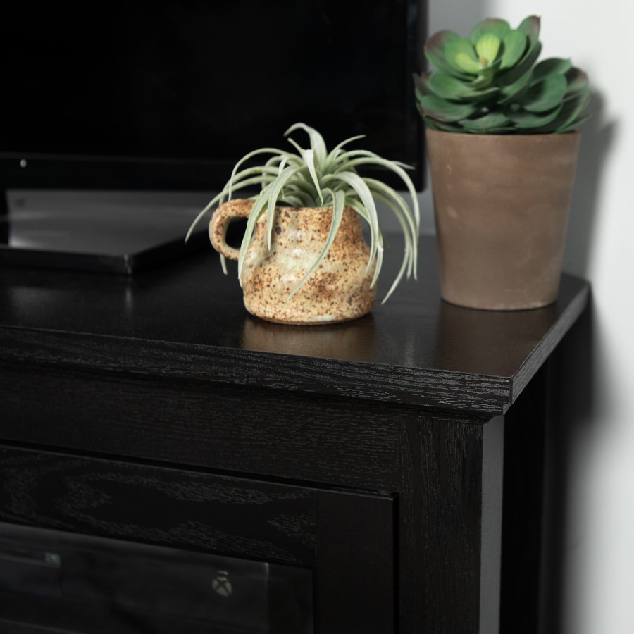 Black Wood Corner TV Unit with Storage - TVs up to 50" - Foster