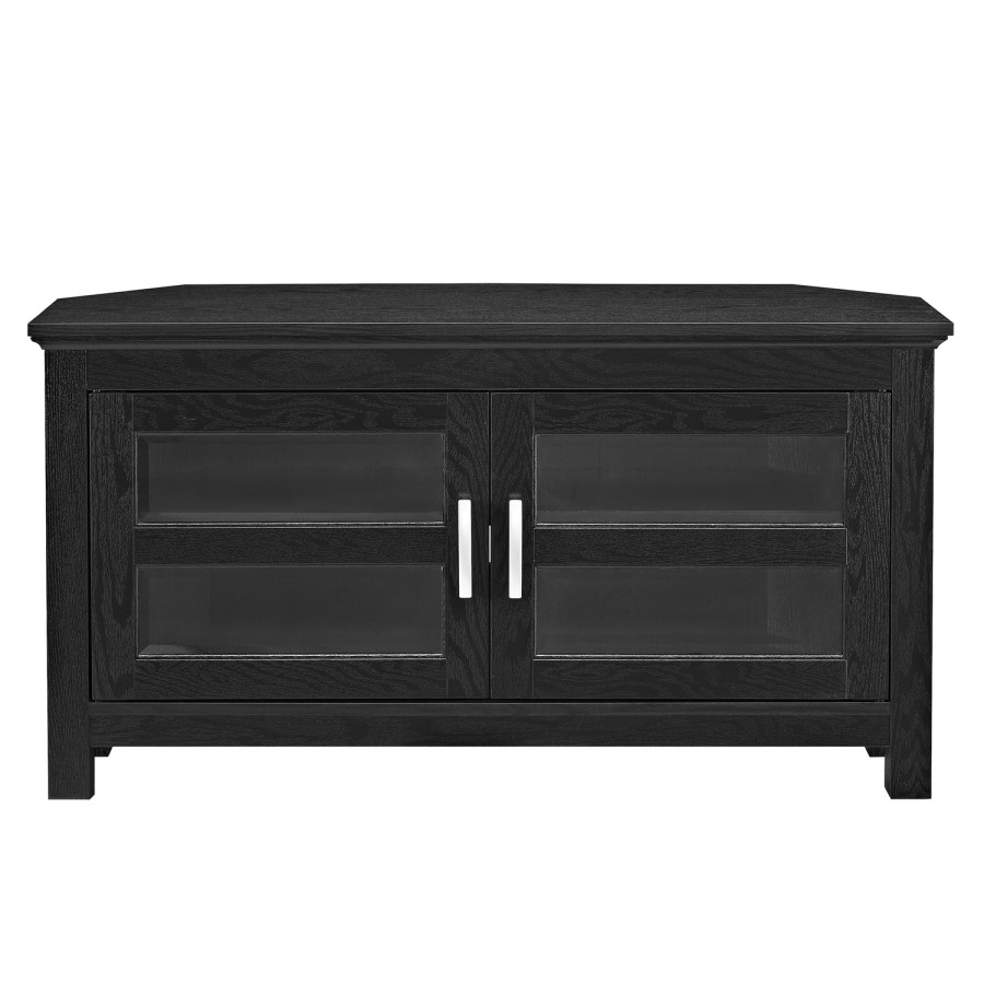 Black Wood Corner TV Unit with Storage - TVs up to 50" - Foster