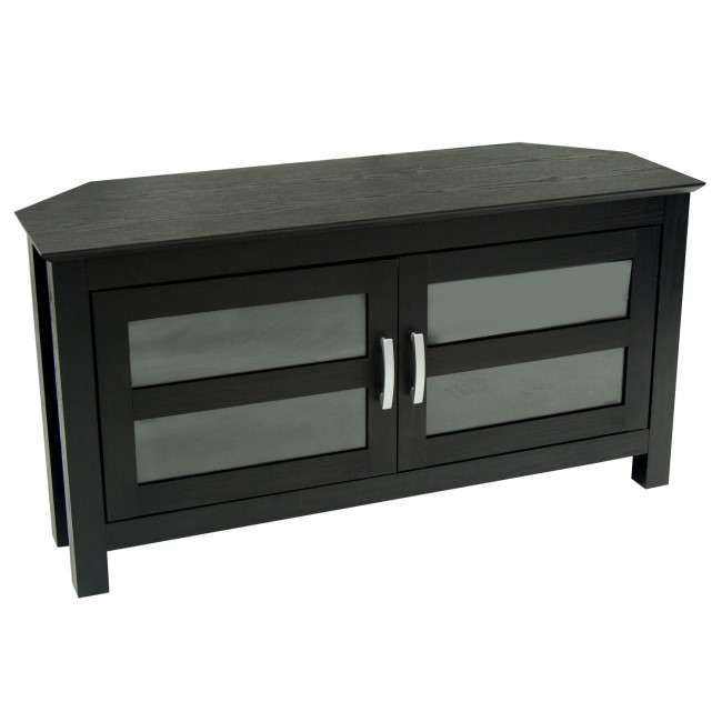 GRADE A1 - Black Wood Corner TV Stand with Storage - TVs up to 50" - Foster