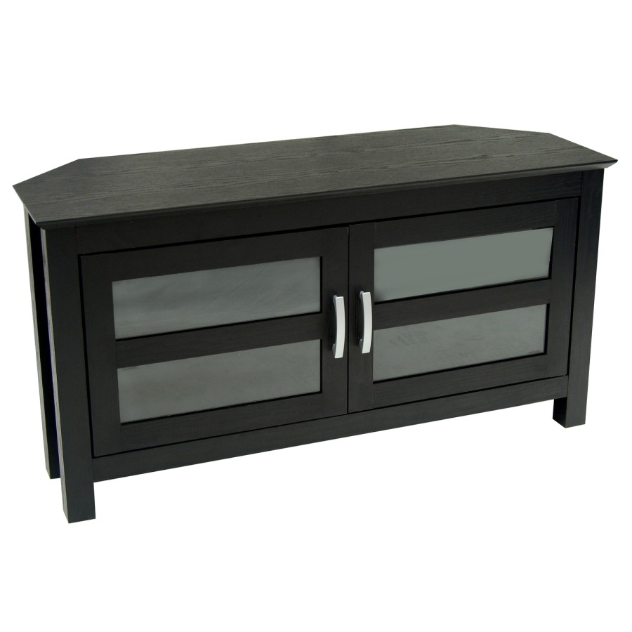 Black Wood Corner TV Unit with Storage - TVs up to 50" - Foster